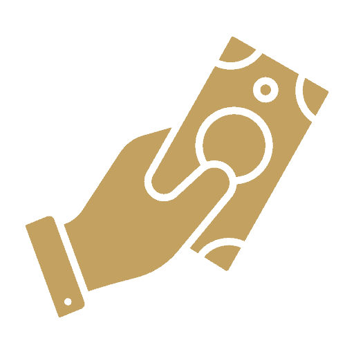 Illustration d'une main tenant un billet de banque. Le motif est simple, utilisant une palette de bruns avec des touches de blanc pour mettre en valeur le billet et la main.