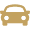 Icône d'une voiture représentée de façon stylisée et minimaliste, de couleur dorée. La voiture est présentée de face, mettant en valeur sa forme carrée et la sobriété de sa calandre.