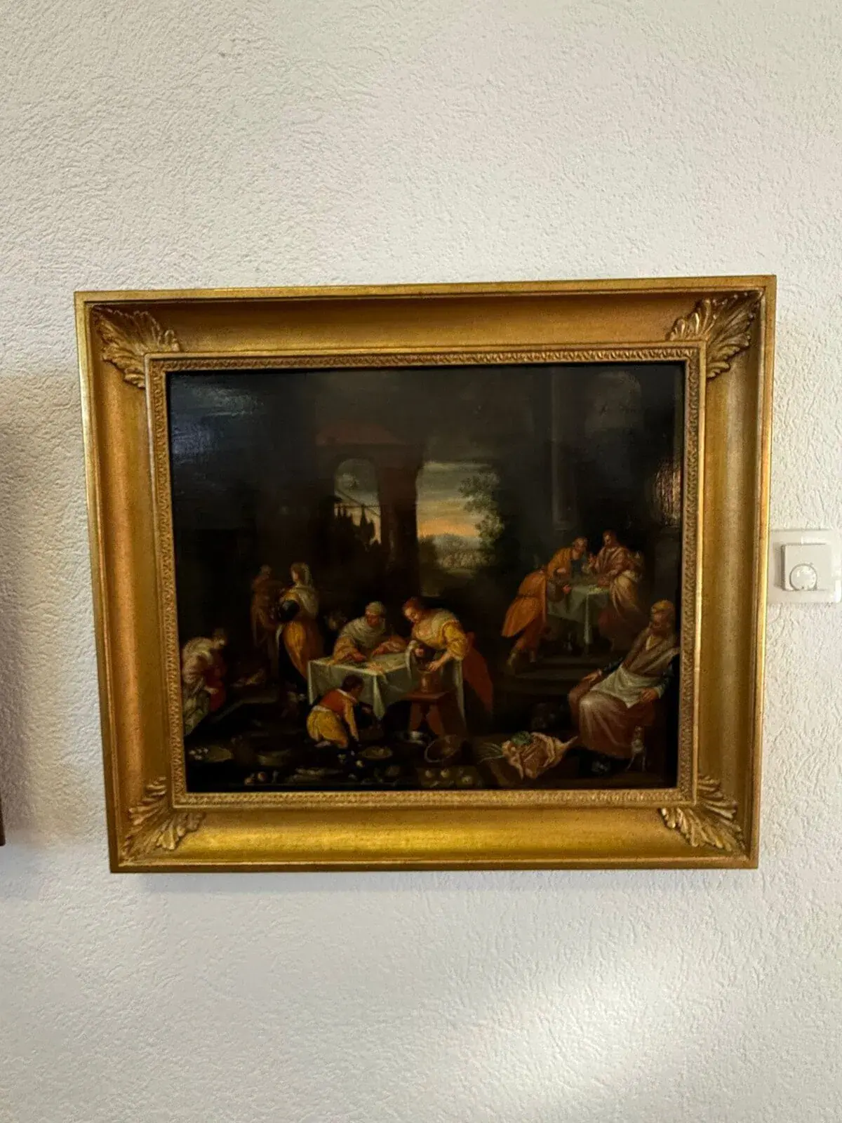 Tableau encadré représentant une scène historique.