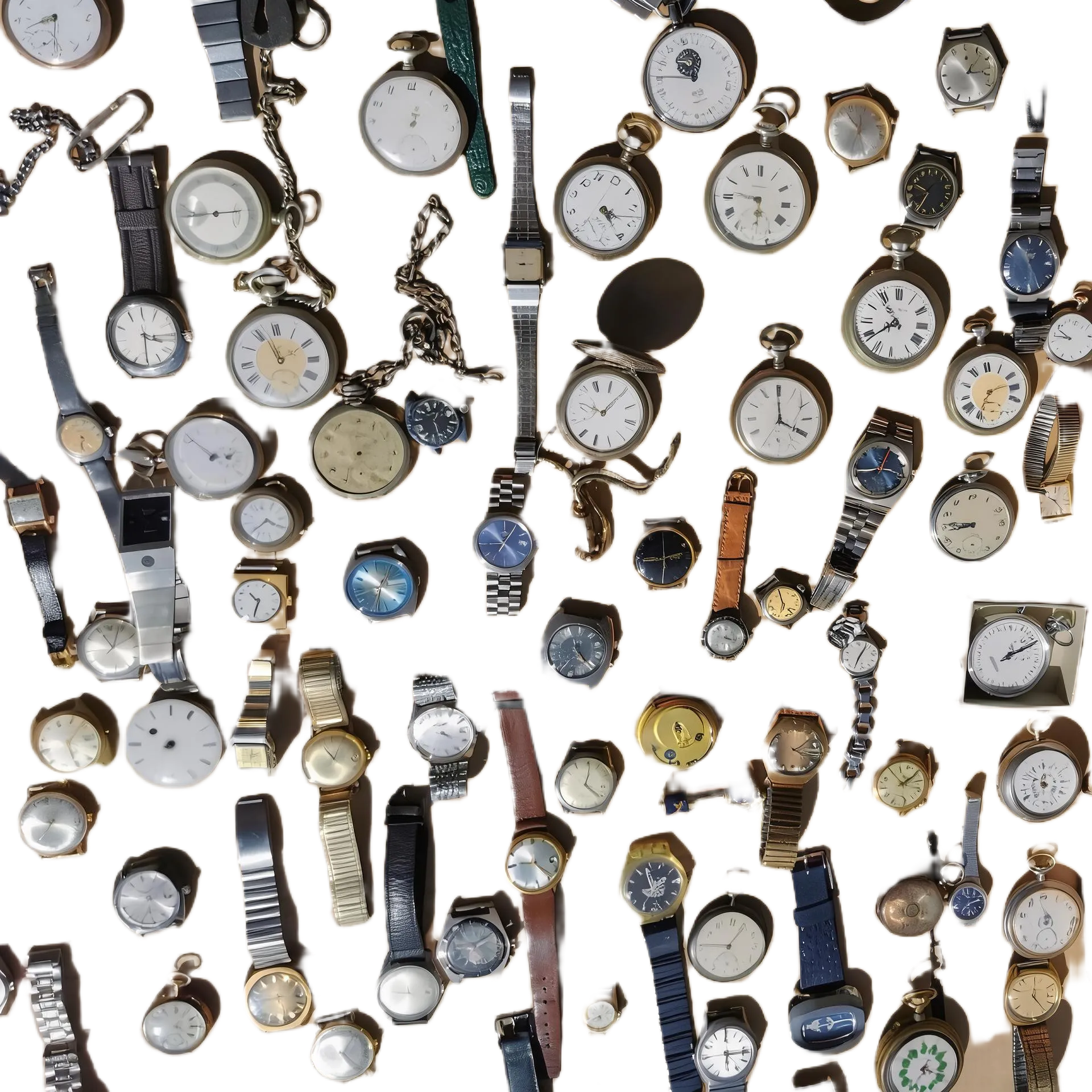 Collection de montres et goussets sur fond noir