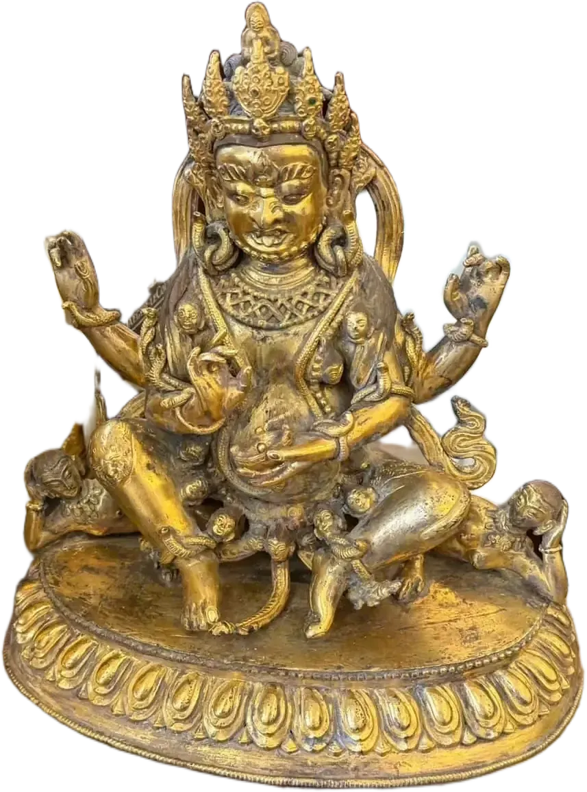 Statue dorée d’une divinité hindoue à plusieurs bras