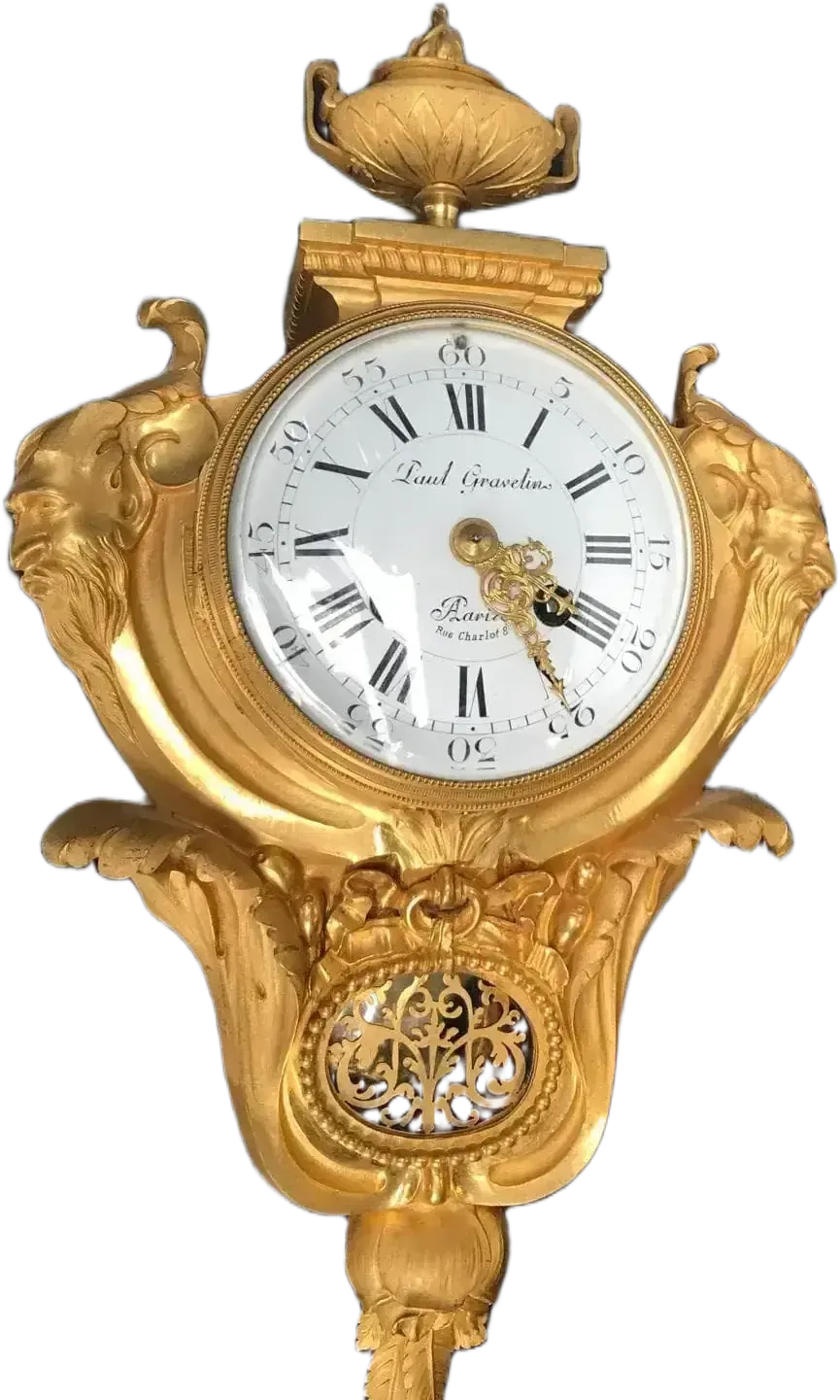 Horloge murale ancienne dorée style baroque